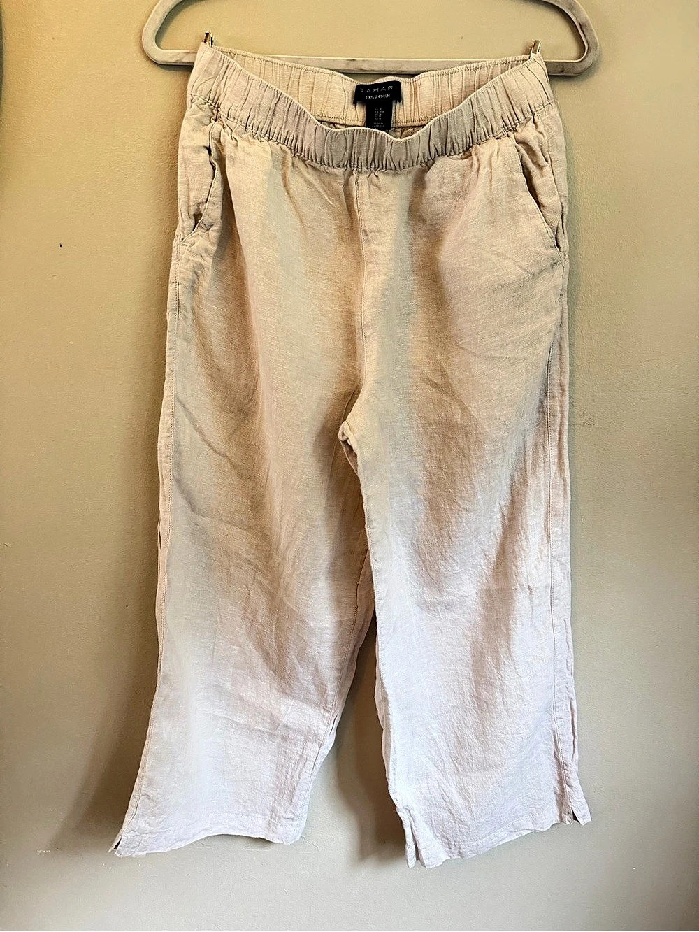 Tahari Wide Leg Linen Pants Size Medium